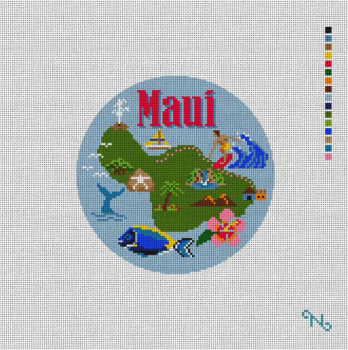 Maui Map Round Canvas