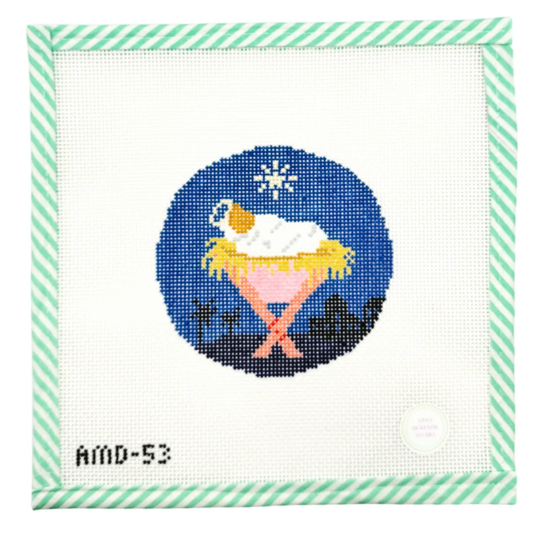 Away in a Manger Round Canvas