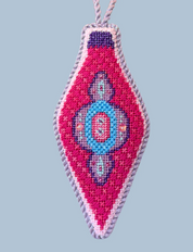 Mid Century Mod Ornament - Long Pink & Purple Canvas