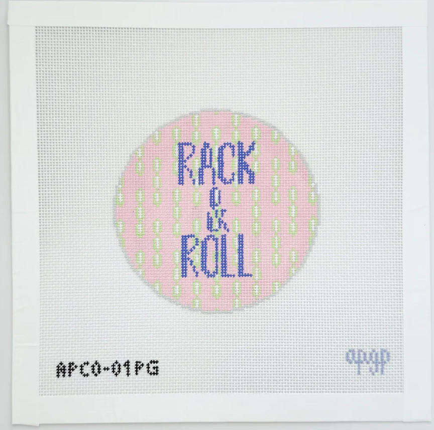 Rack & Roll Pink and Green Round Canvas