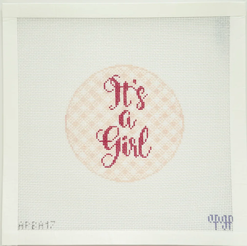 "It's a Girl" Gingham Canvas