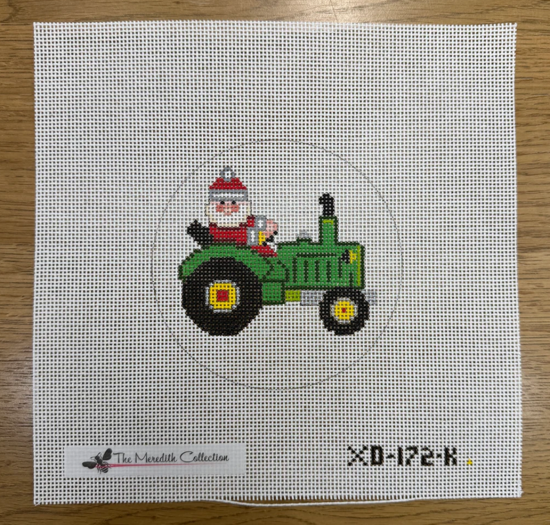 Farm Santa Round Canvas