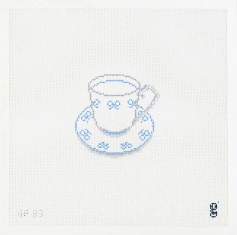 Blue Bow Teacup Canvas