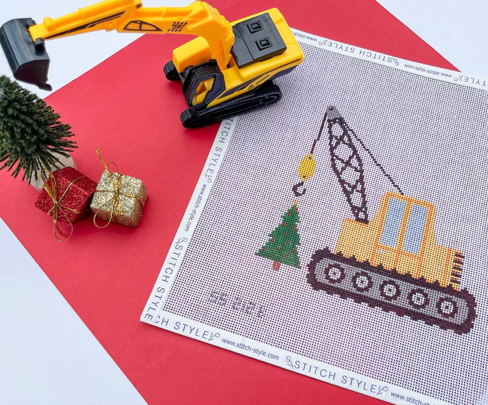 Christmas Crane with Tree Canvas