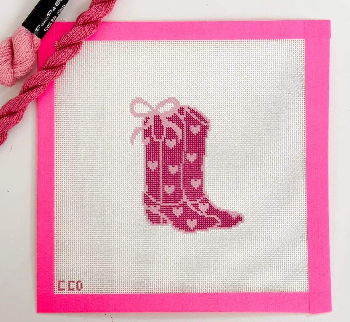 Coquette Cowgirl Boot Needlepoint Canvas