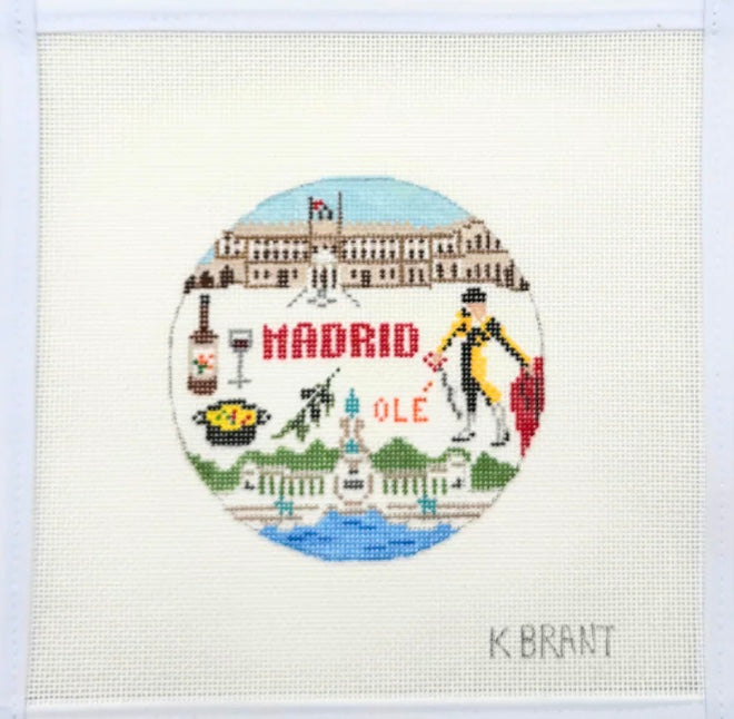 Madrid Travel Round Canvas