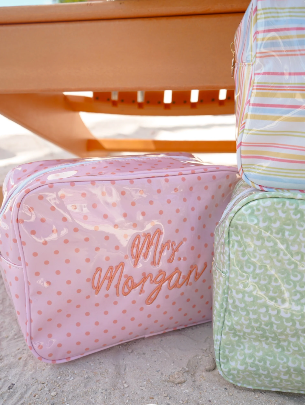 Clear Coat XL Toiletry Bag - Pink & Peach Polka Dot