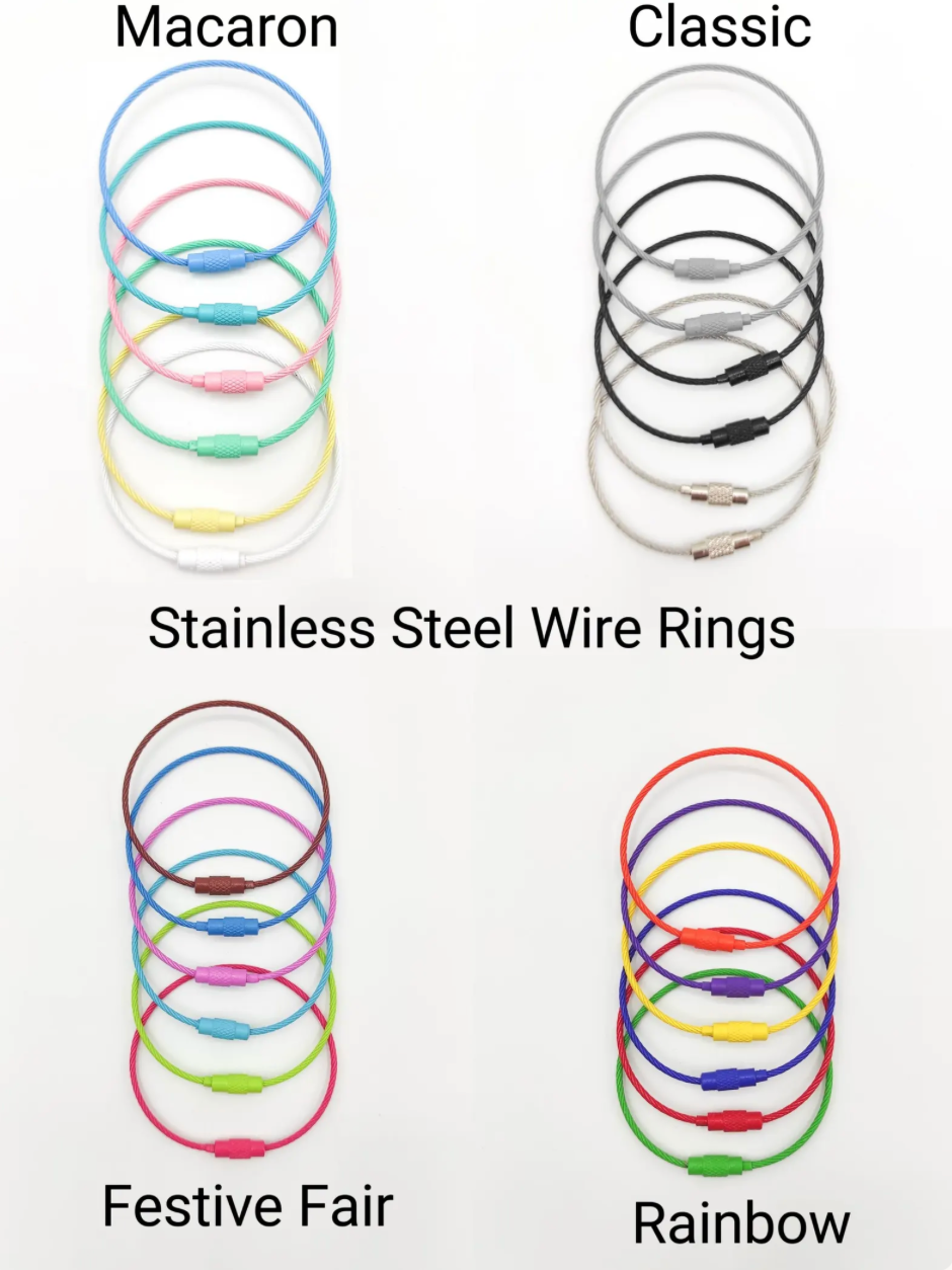 Stainless Steal Wire Rings - Colorful Pack of 6