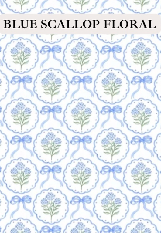 Blue Scallop Floral Project Bag