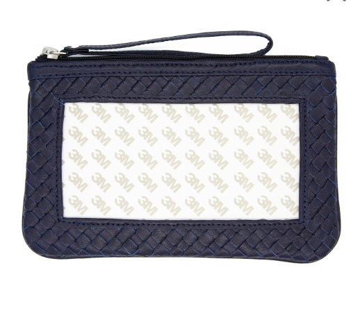 Woven Leather Clutch - Navy