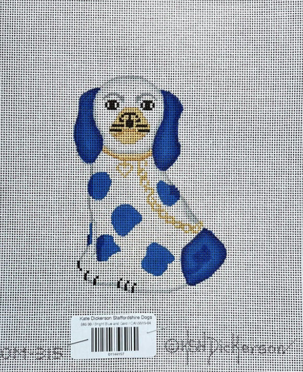 Staffordshire Dog - Blue/White & Gold Canvas