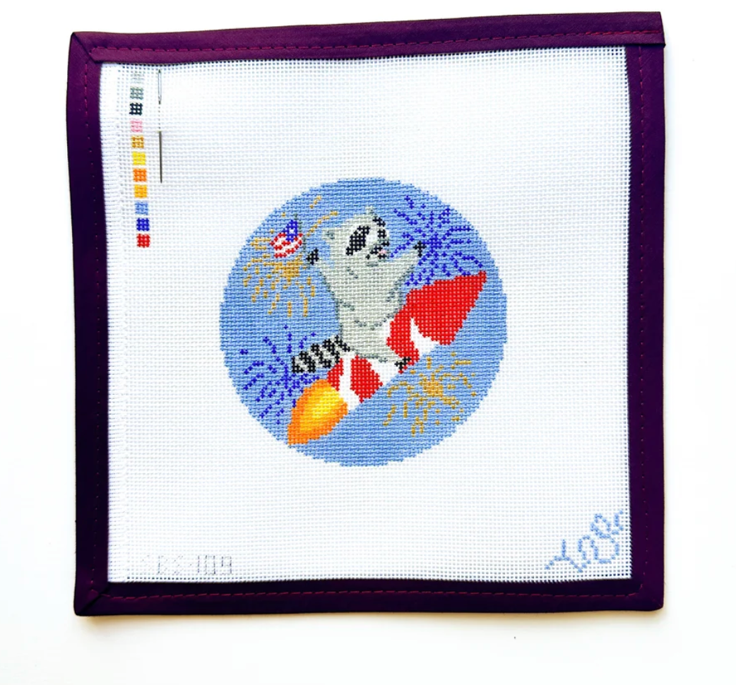 "Sparky" Rocket Raccoon Needlepoint Canvas