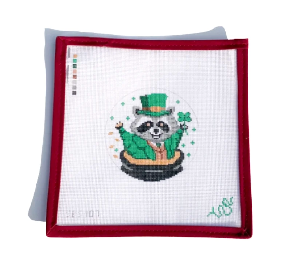 St. Patrick's Day Raccoon Needlepoint Canvas