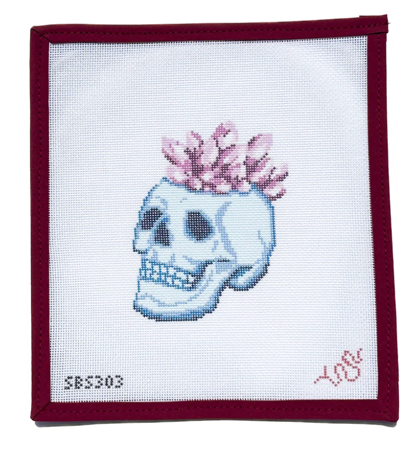 Skull with Crystal Crown Needlepoint Canvas