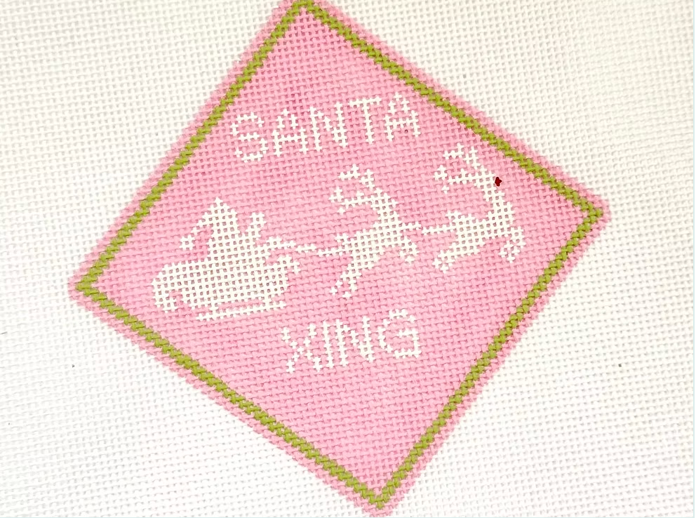 Pink Santa Crossing Canvas