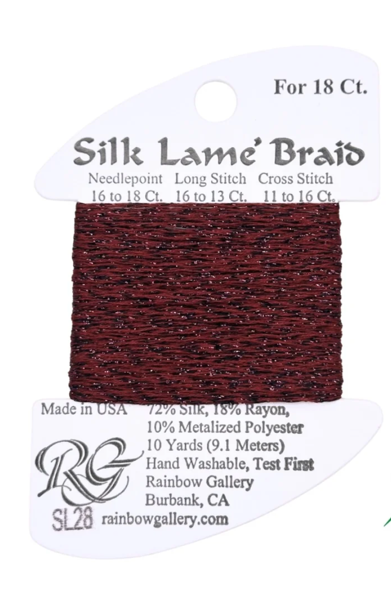 Silk Lame Braid SL28 Burgundy