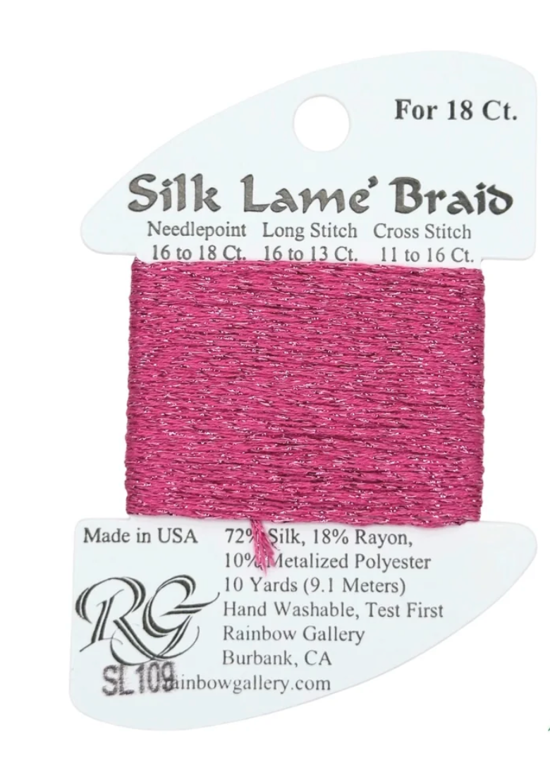 Silk Lame Braid SL109 Medium Raspberry