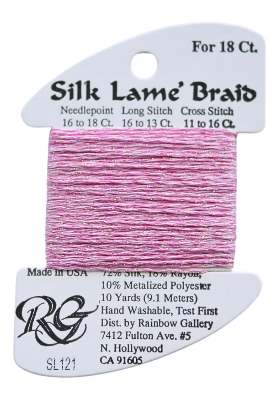 Silk Lame Braid SL121 Medium Raspberry