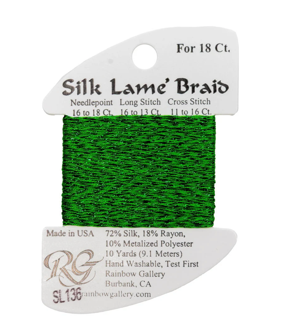 Silk Lame Braid SL136 Kelly Green