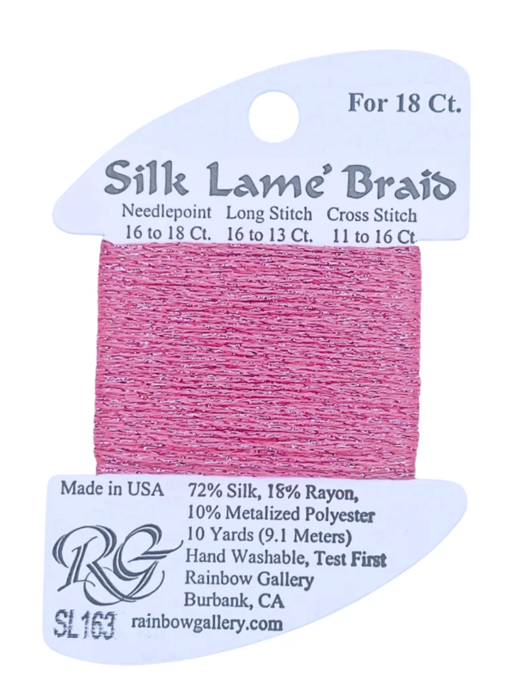 Silk Lame Braid SL163 Medium Rose