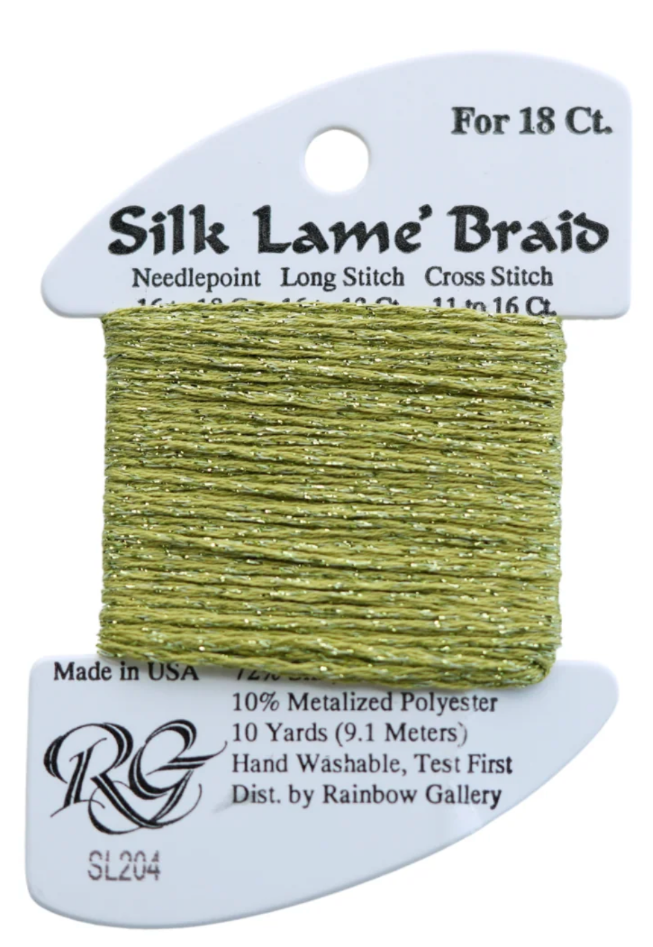 Silk Lame Braid SL204 Green Olive