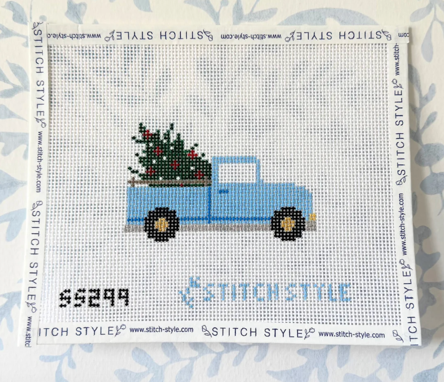 Blue Christmas Truck Canvas