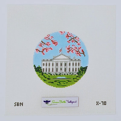 White House with Cherry Blossoms Canvas