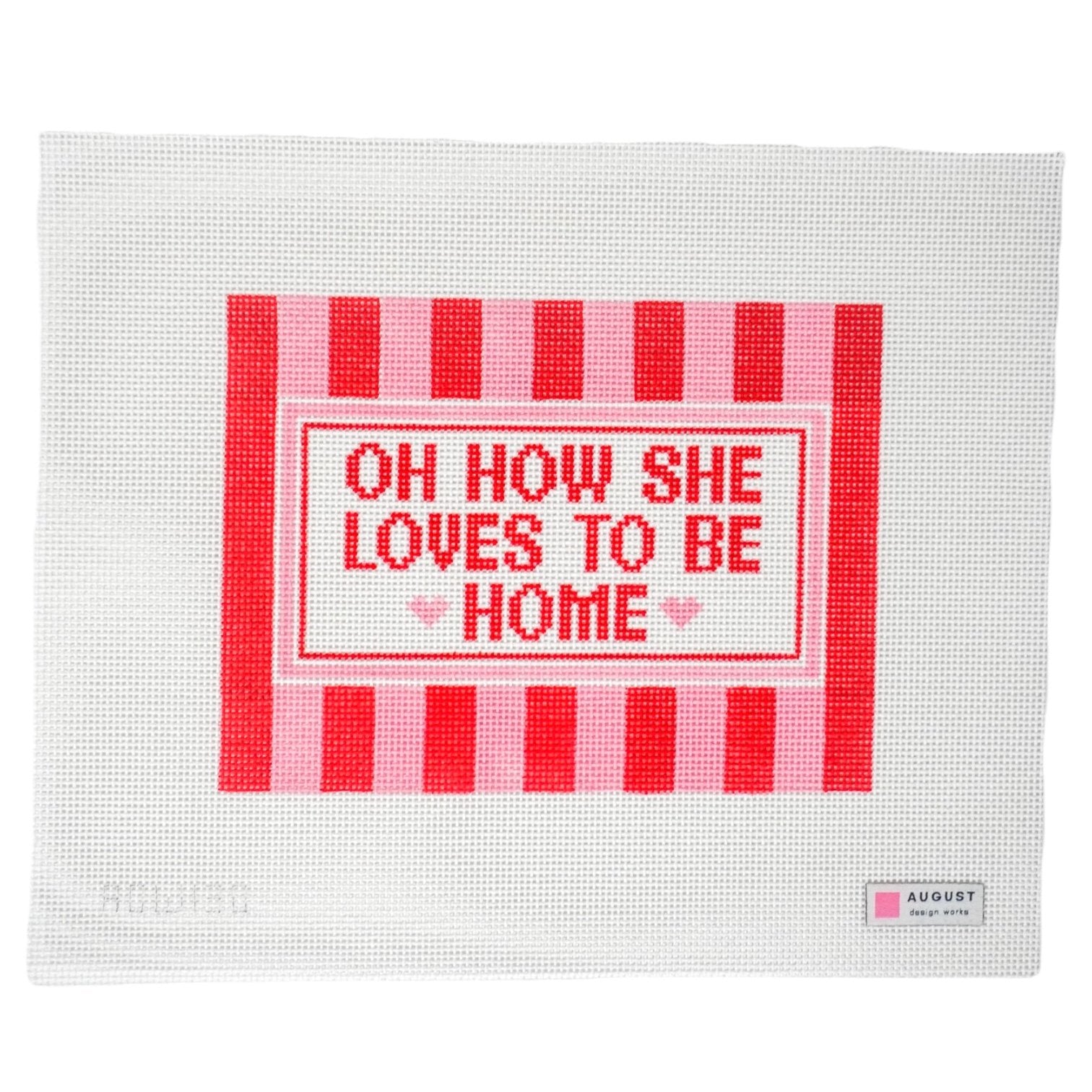 Oh How She Loves To Be Home (Pink/Red) Canvas