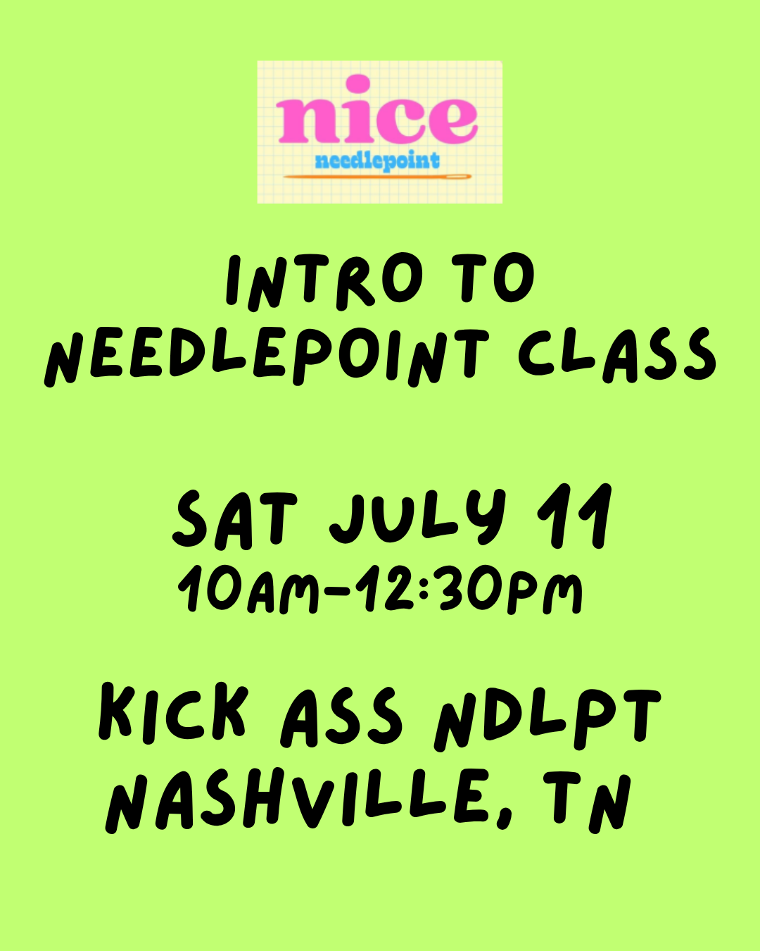 07/11 10am Needlepoint 101 Class NASHVILLE, TN