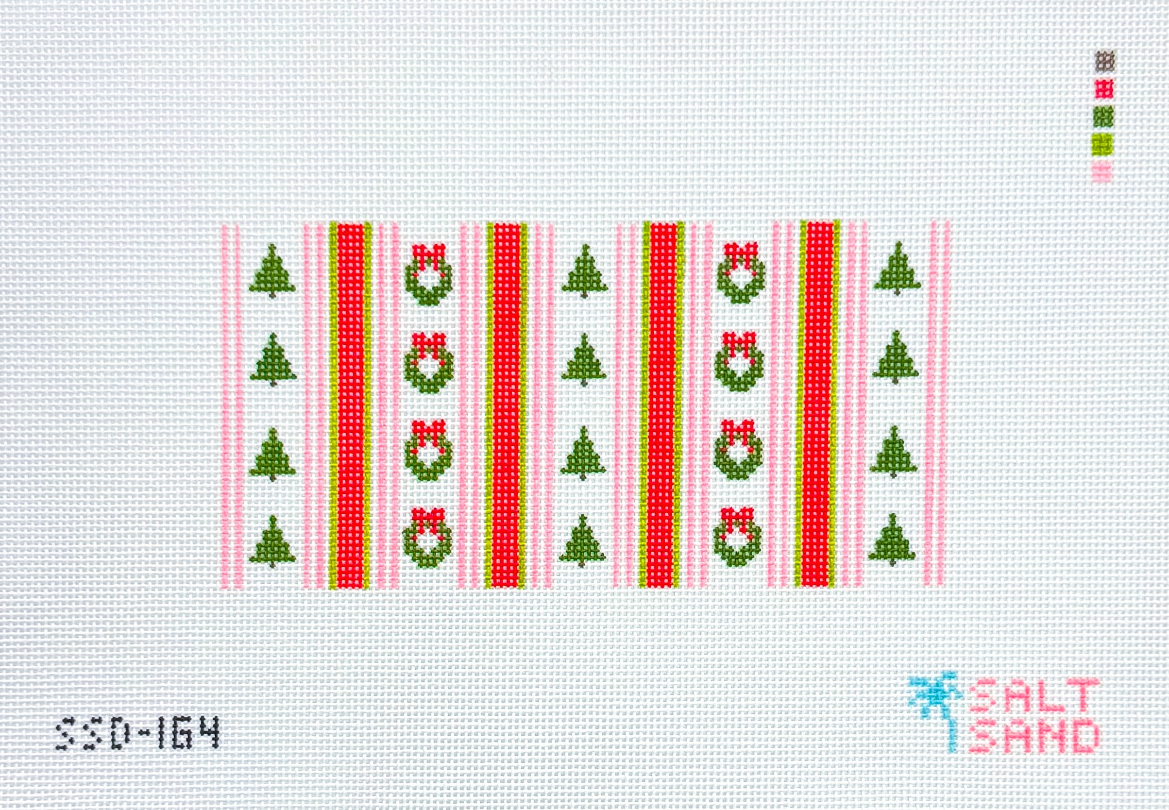 Pink and Green Christmas Stripes Canvas