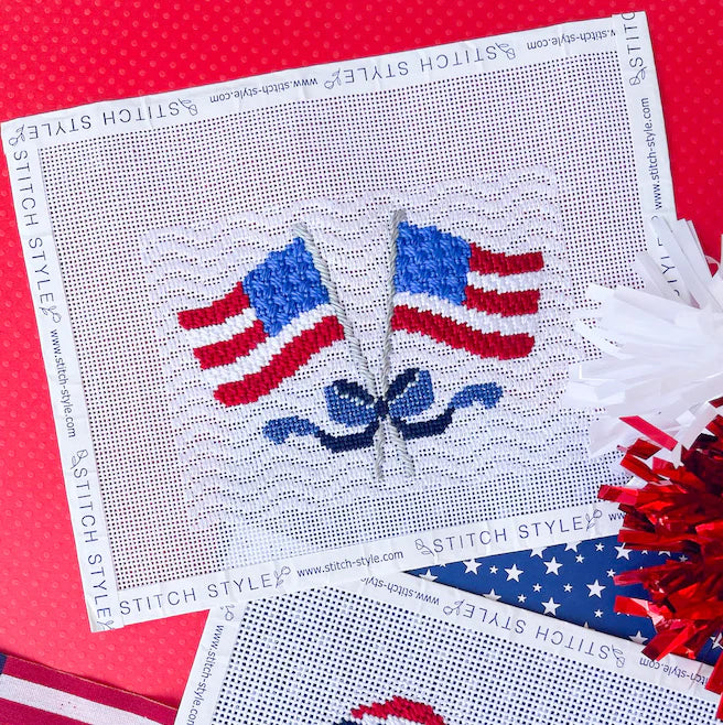American Flags With Bow Canvas