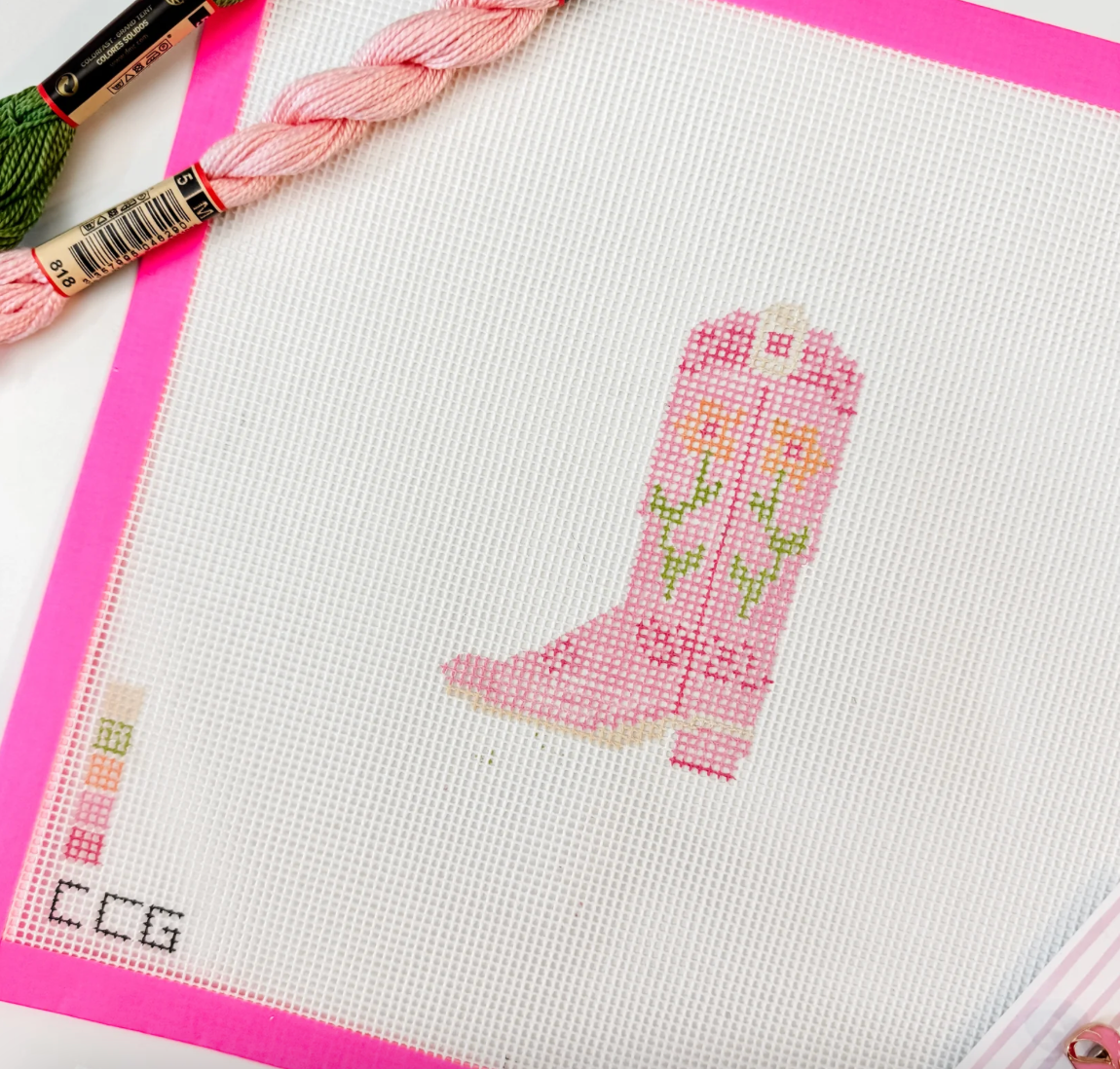 Pink Cowgirl Boot Canvas