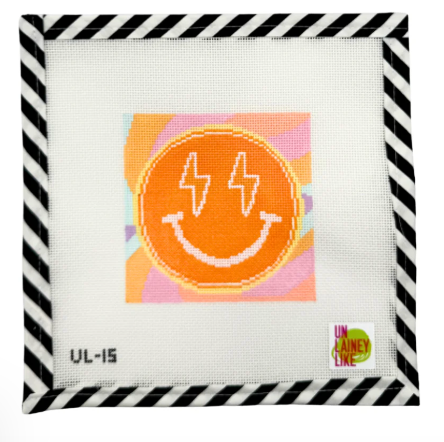 Neon Bolt Smiley Face Canvas