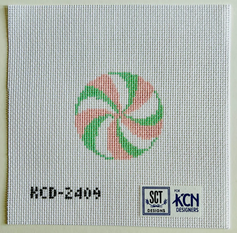 3" Pink + Green Mint Canvas