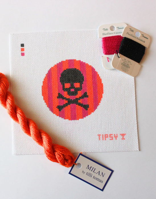 Skull + Cross Bones Round Canvas