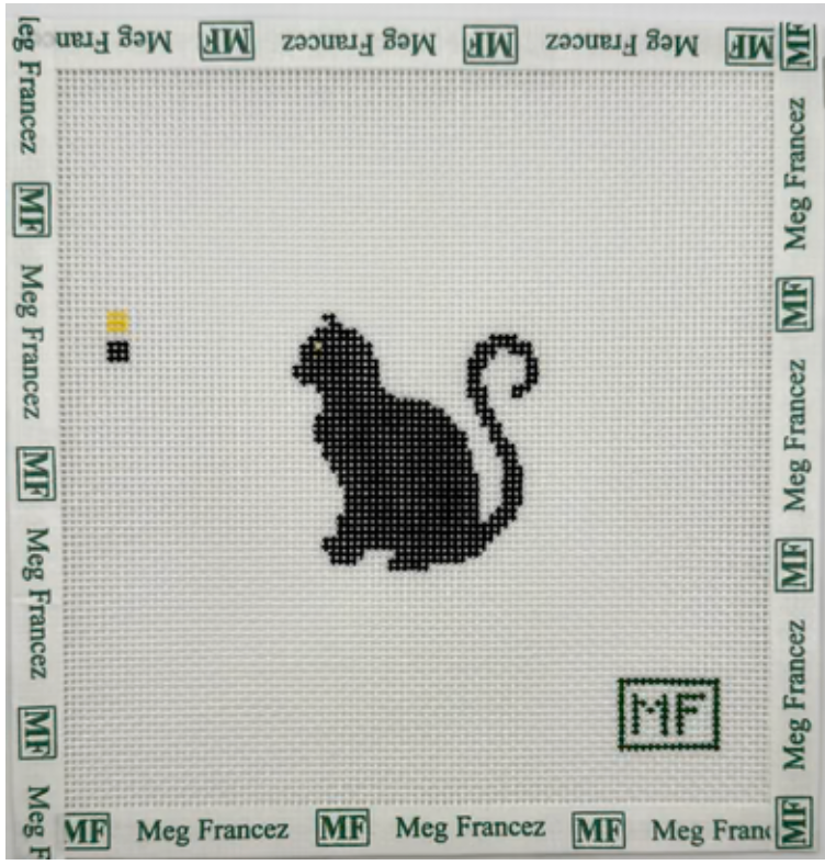 Mini Sitting Black Cat Canvas