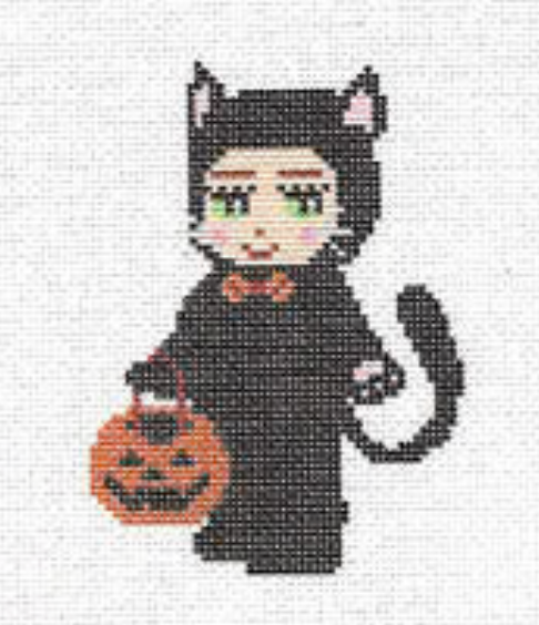 Kewpie Halloween Cat Canvas