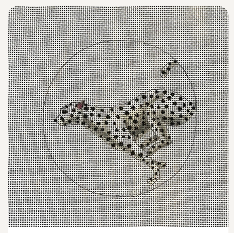 Running White Leopard Canvas 4" Round