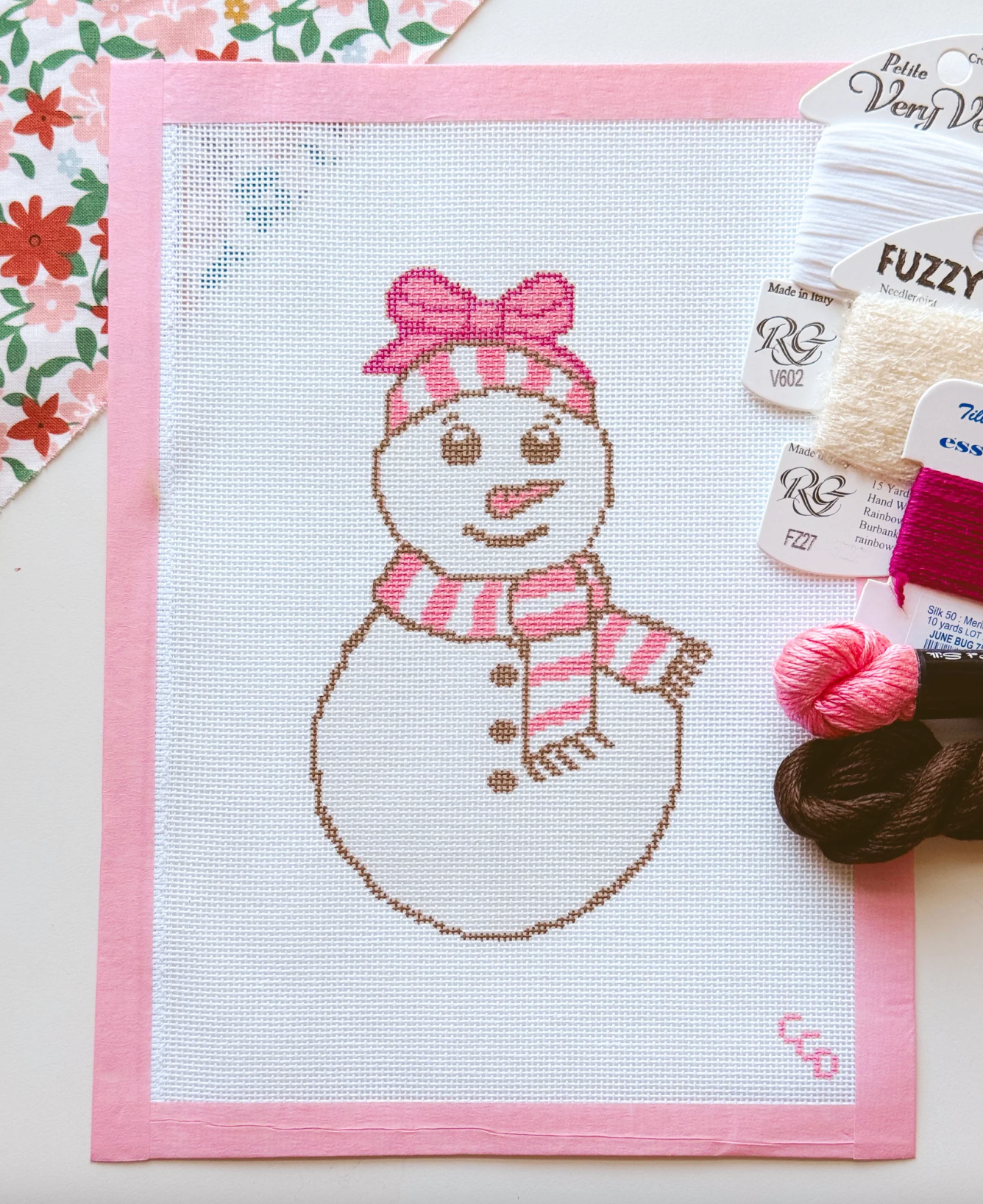 Pink Snowman Canvas