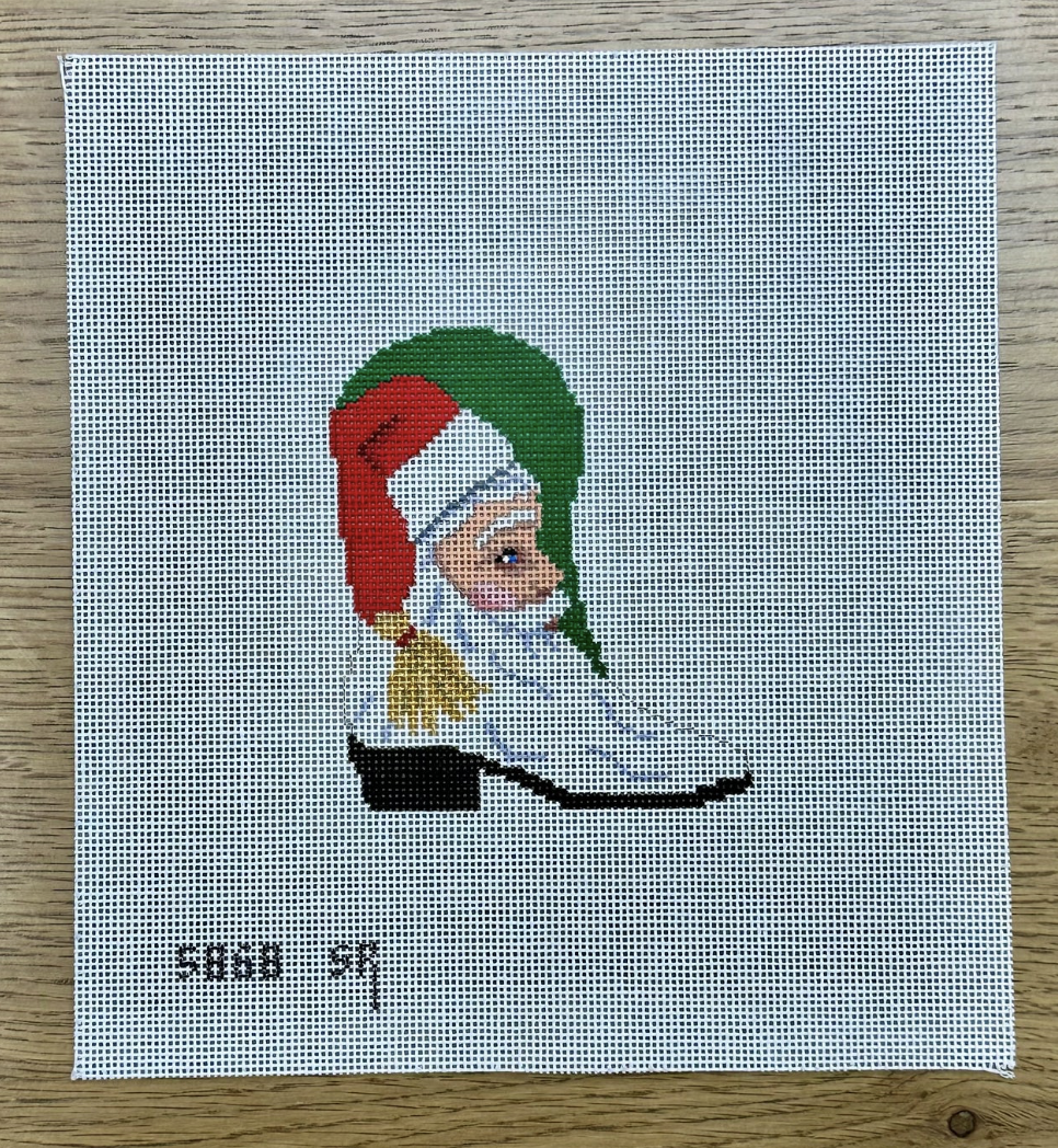 Santa Face Cowboy Boot Ornament Canvas