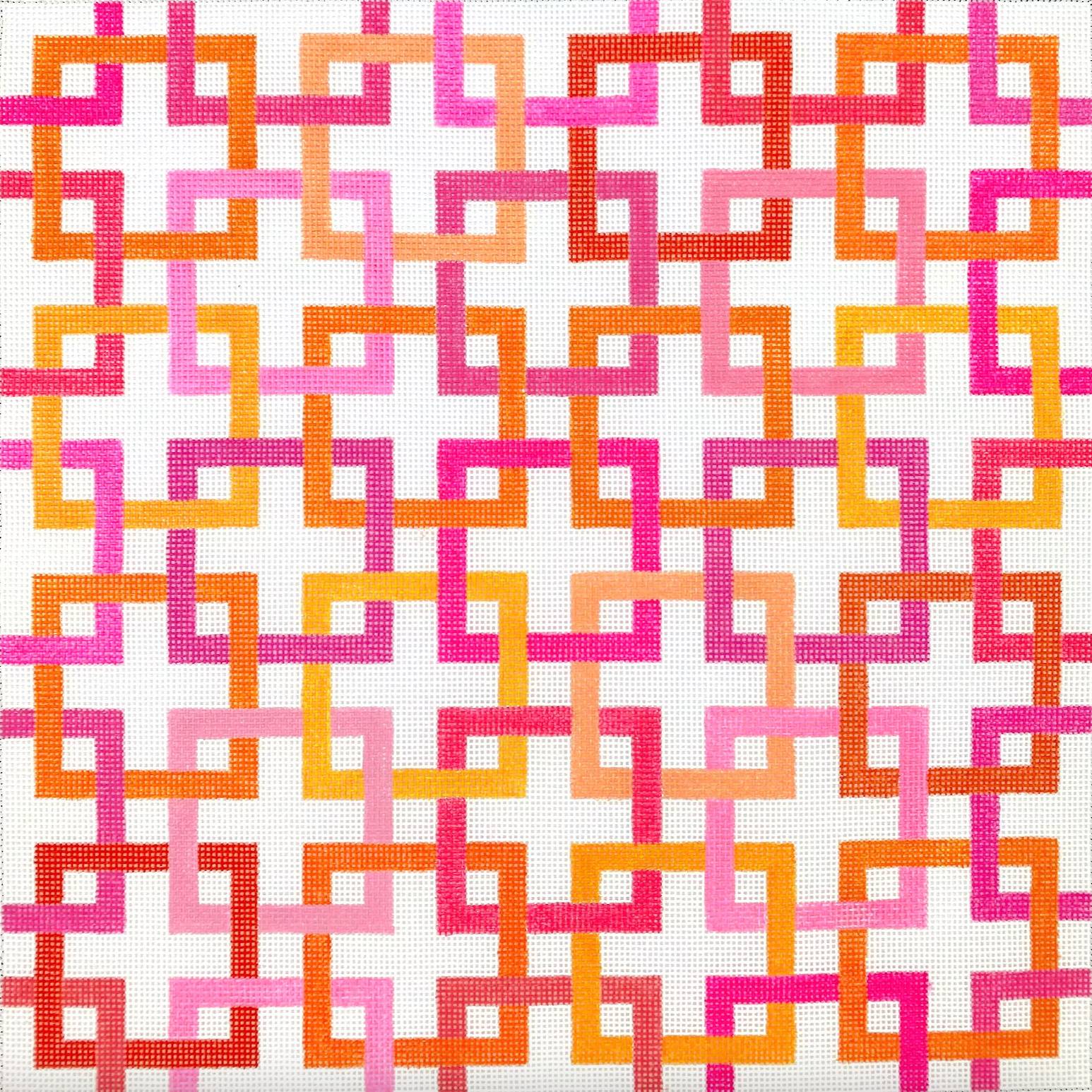 Pink + Oranges Interlocking Squares Canvas