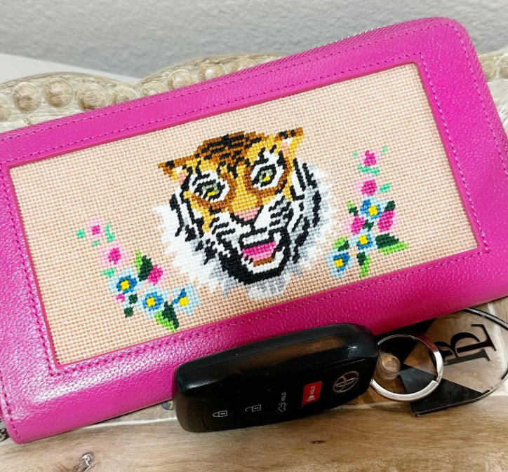 Tiger Head with Flowers Canvas