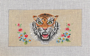 Tiger Head with Flowers Canvas