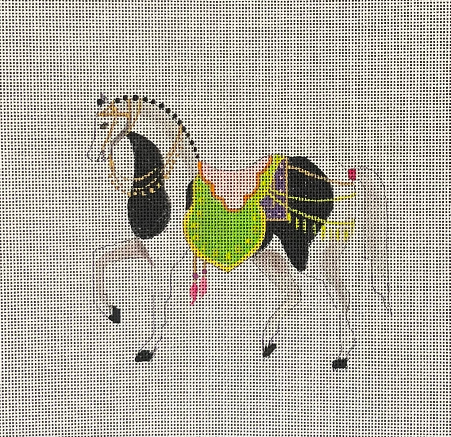 Prancing Horse with Green Saddle Canvas
