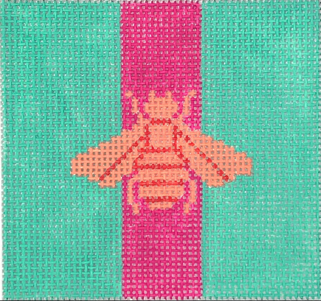Peach Bee w/ Fuchsia Stripe - 3" Square Insert