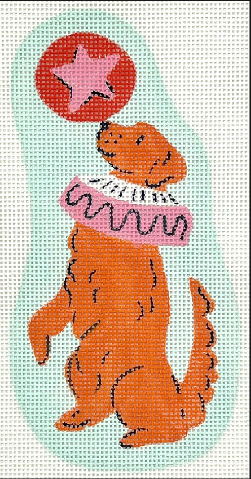 Circus Dog Golden Balancing Ball Canvas