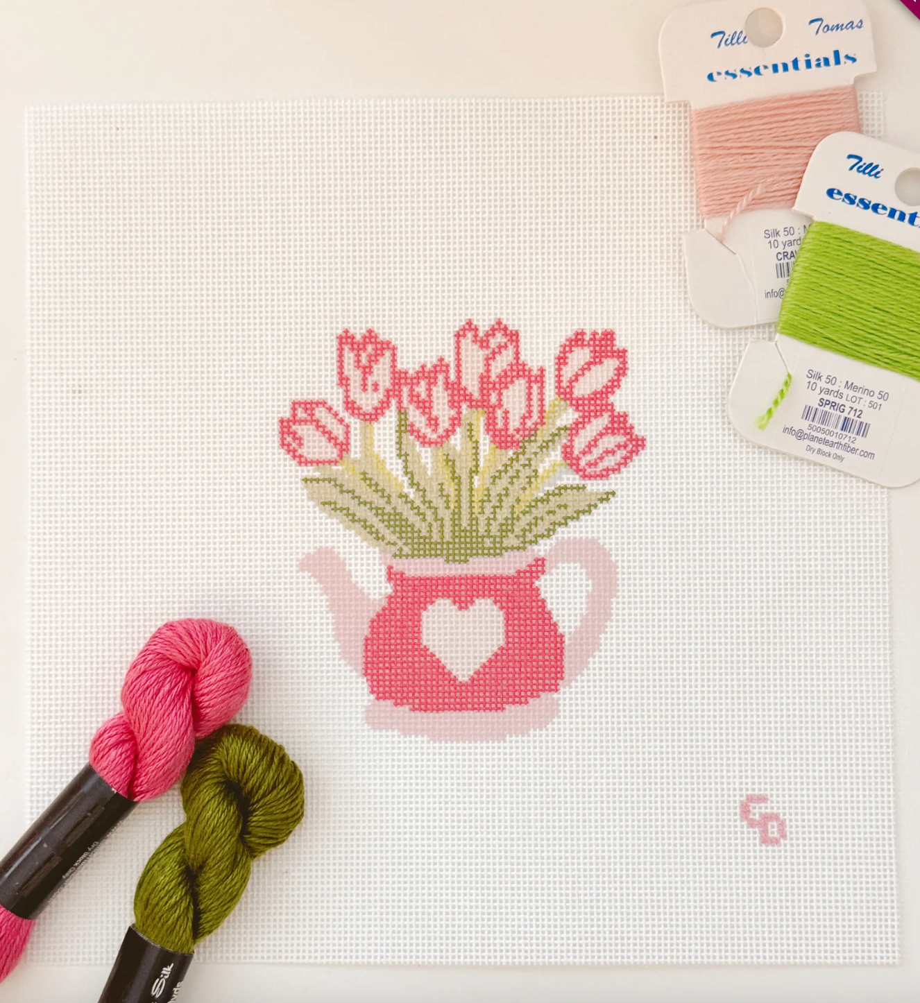 Heart Flower Teapot Canvas