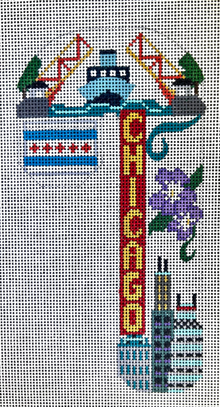 Chicago Candy Cane Canvas