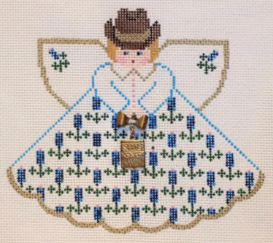 Blu Bonnet Texas Angel with Charm Canvas