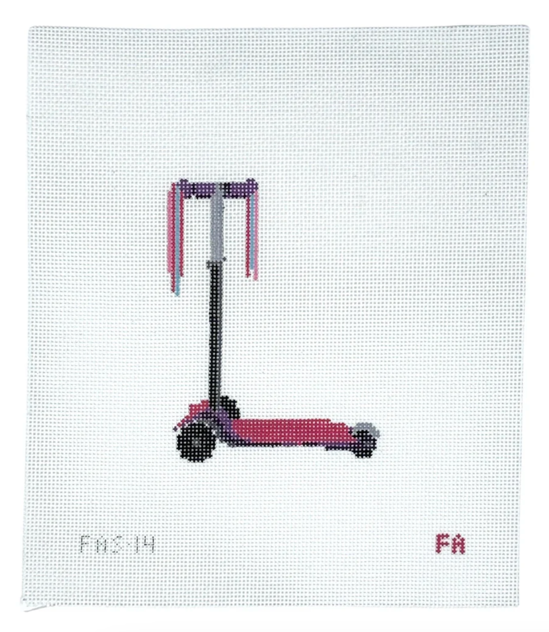 Pink Scooter with Fringe Canvas
